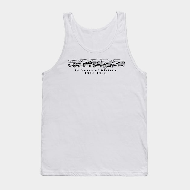 1966-1996 Broncos, Black Print Tank Top by The OBS Apparel